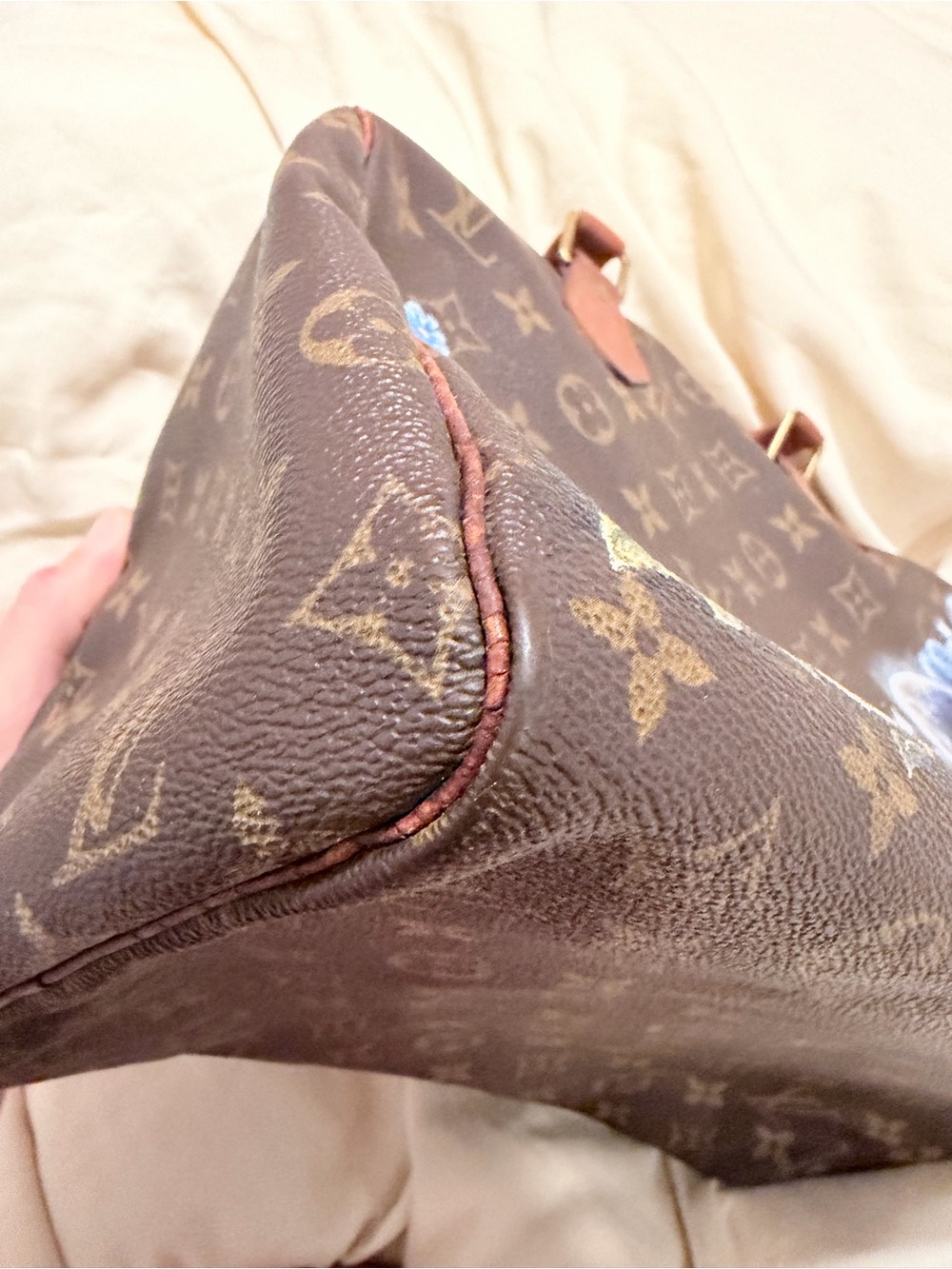 Hand Painted Louis Vuitton Speedy 30 with Celestial Floral Butterfly Moth Motif - Picture 8 of 12